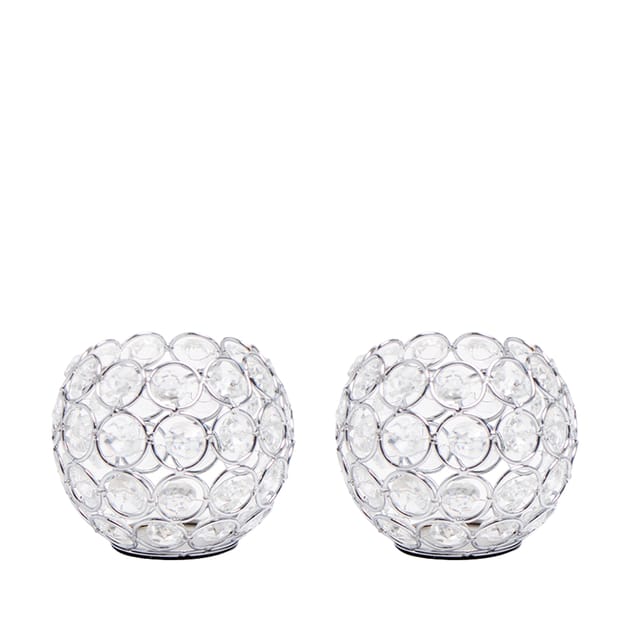 Home Collections Crystal Effect Small 2 Tealight Holders Home Bargains