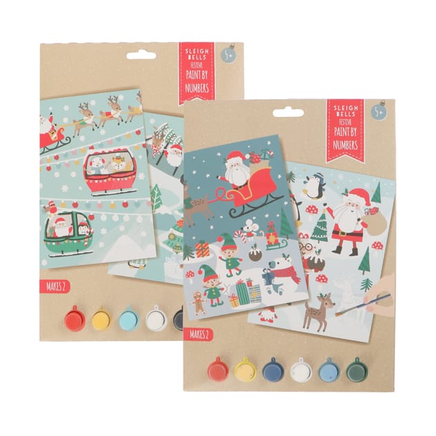 Sleigh Bells Paint By Numbers Santa x2 Home Bargains