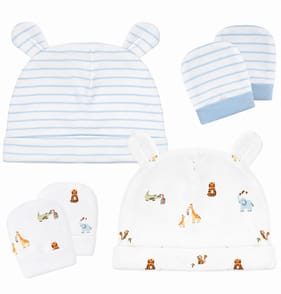 Pure Baby Blue Hat & Mittens - 9-12 Months