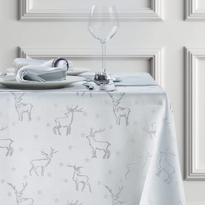 Home Collections Jacquard Table Cloth Stag 132 x 178cm Home Bargains