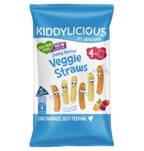 Kiddylicious Cheesy Flavour Veggie Straws 4 Pack 48g