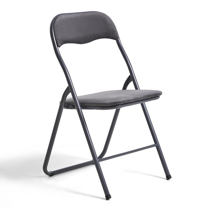 Home Velvet Folding Chair - Grey