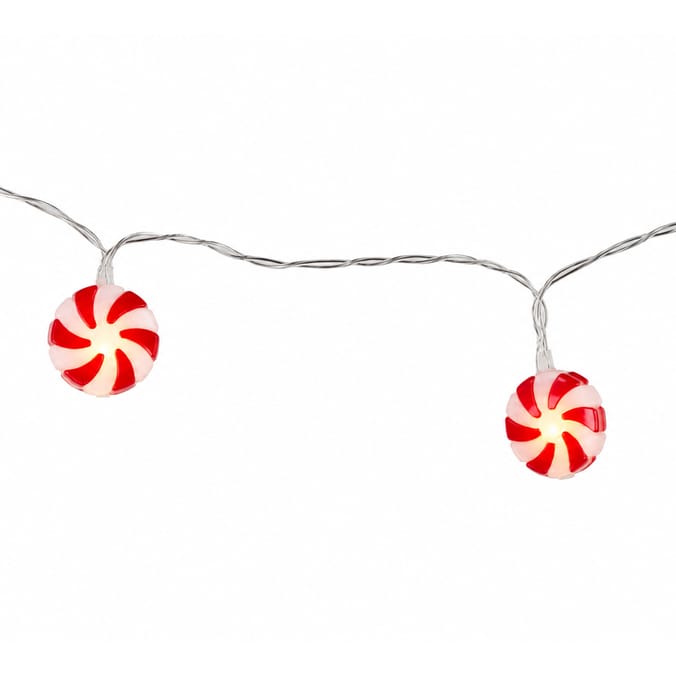 Prestige Battery Operated 10 LED String Lights - Candy Cane