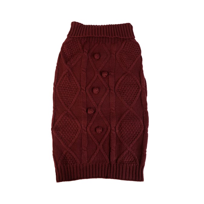 My Pets Cable Knit Jumper Burgundy