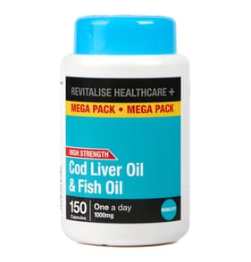 Revitalise Healthcare + High Strength Cod Liver Oil & Fish Oil Capsules 150s - 1000mg
