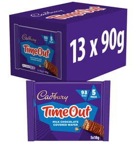 Cadbury Timeout 5-pack Milk Chocolate Wafer Biscuit Bars Multipack 90g x13