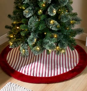 Festive Feeling Alpine Woods Christmas Stripe Tree Skirt