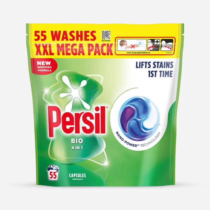 Persil Bio 4-in-1 Fast-Dissolving Laundry Capsules 55 Washes