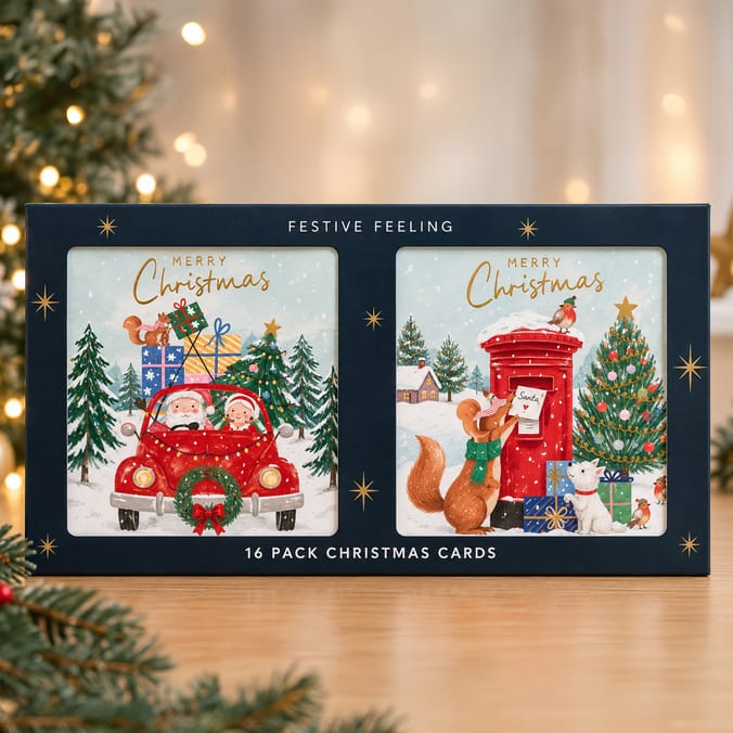 Festive Feeling Merry Christmas Cards 16 Pack