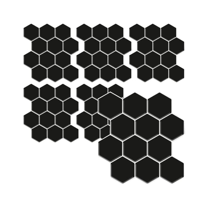 Stick Ease Self-Adhesive Vinyl Wall Tiles 3 Pack - Black Hexagon x2