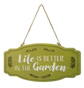 Jardin Metal Hanging Wall Sign - Life Is Better In The Garden