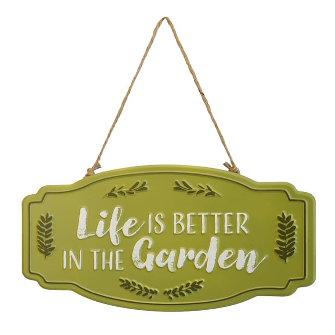 Jardin Metal Hanging Wall Sign - Life Is Better In The Garden