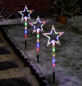 Prestige Battery Operated LED Star Stake Lights 3 Pack - Multi