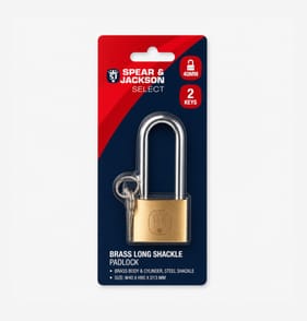 Spear & Jackson Select Brass Padlock - 40mm Long Shackle