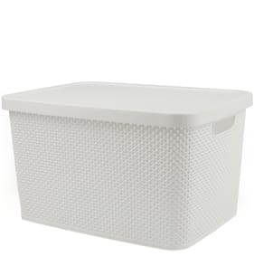 Diamond 19L Storage with Lid - White