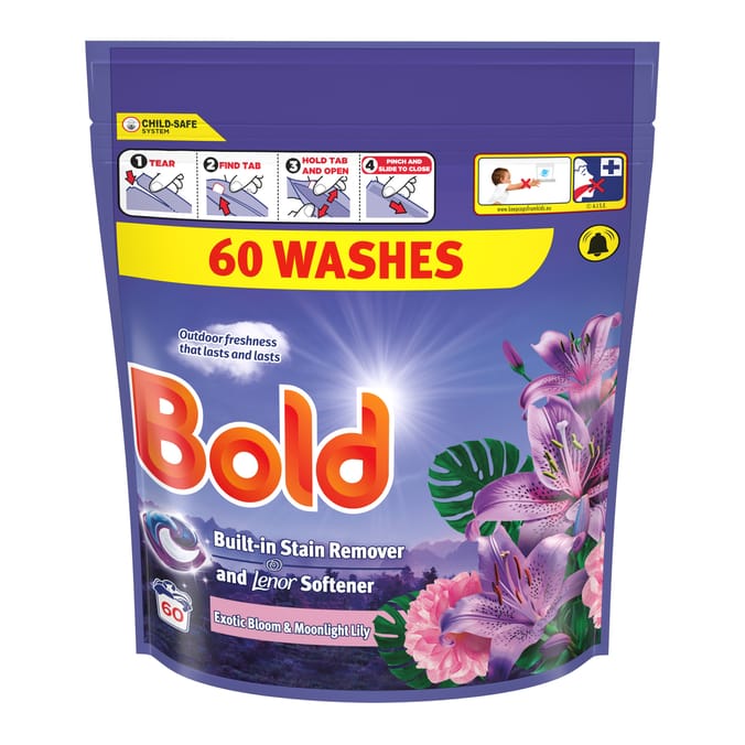 Bold Pods Washing Liquid Capsules 60 Washes - Exotic Bloom & Moonlight Lily