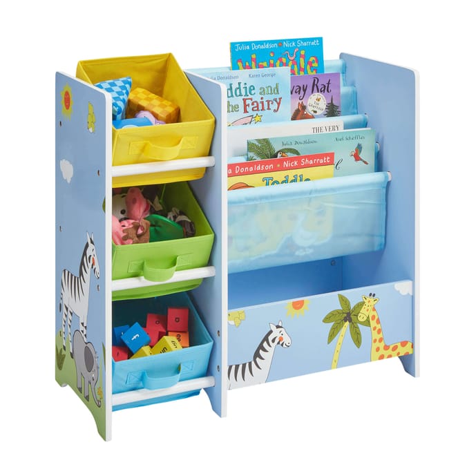 Liberty House Toys Safari Book Display Unit with Fabric Storage Boxes