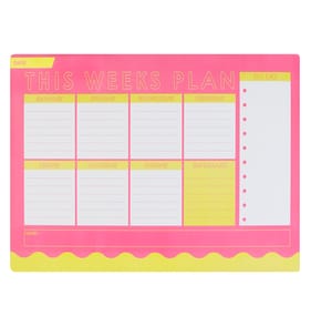 A4 Neon Weekly Planner - Pink/ Yellow