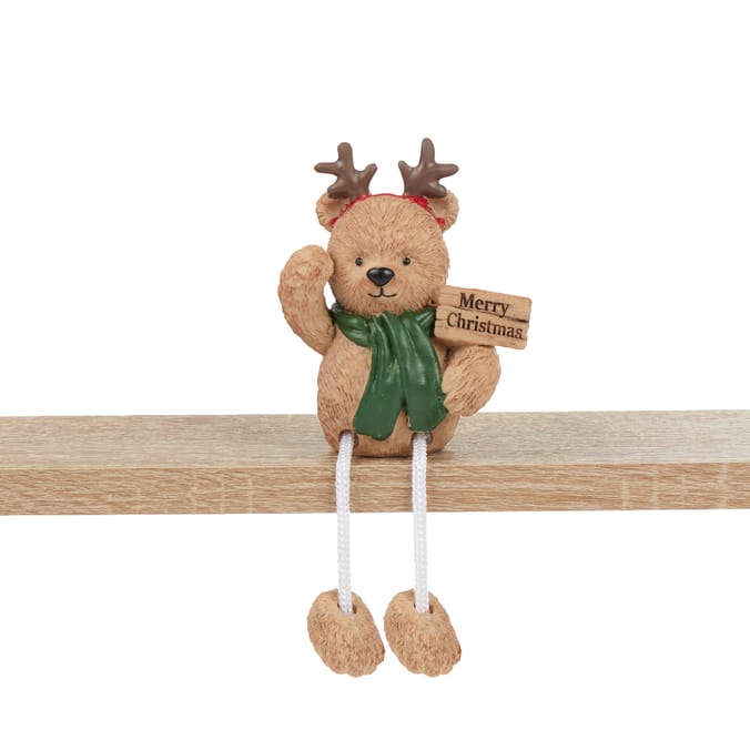 The Lifestyle Edit Timeless Christmas Bear Shelf Sitter Assorted