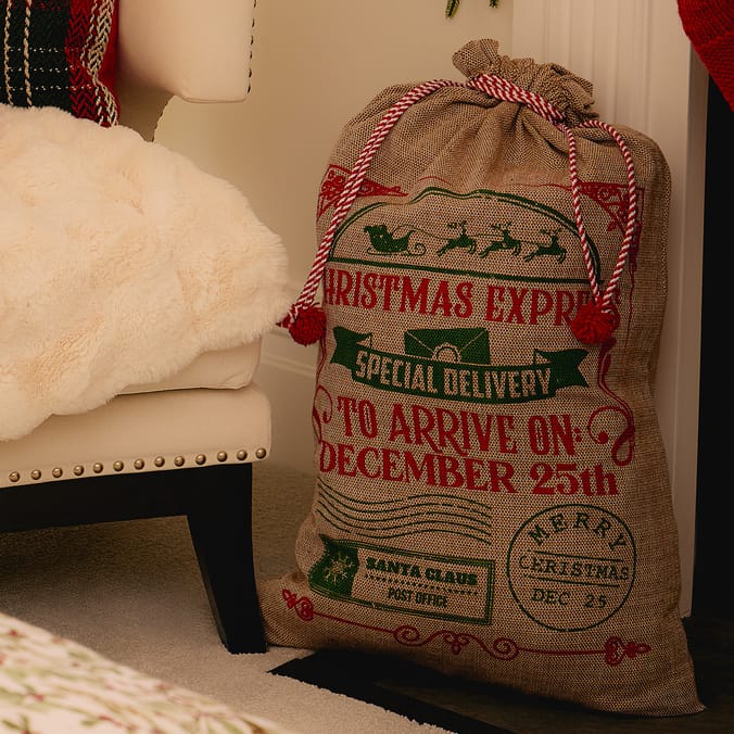 Festive Feeling Large Hessian Santa Sack