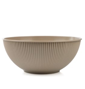 Summer Ribbed Plastic Salad Bowl - Beige