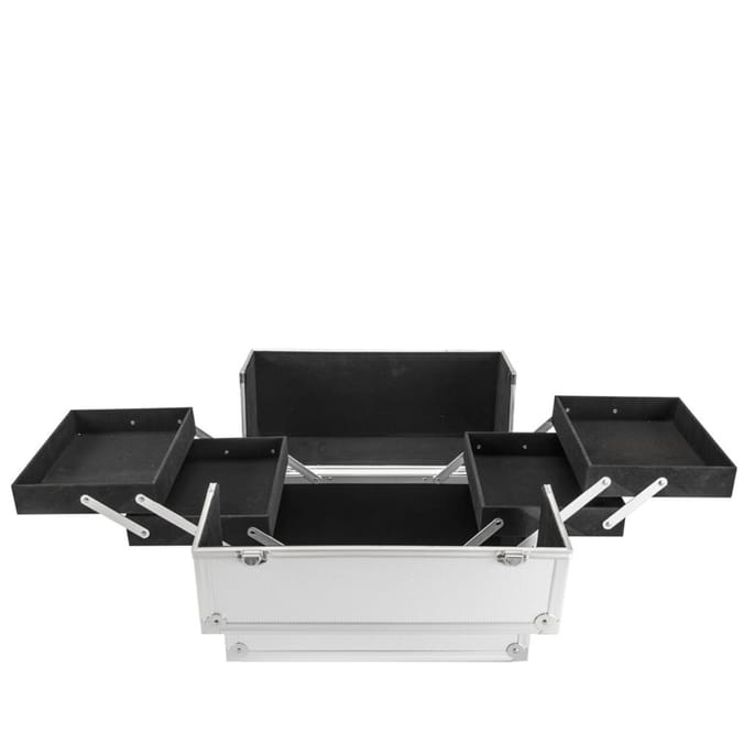 Silver Aluminium Large Cosmetic Case - Silver