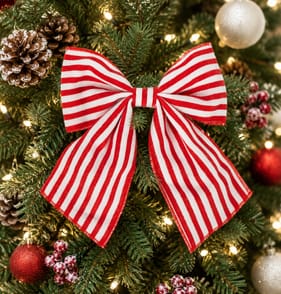 Festive Feeling Christmas Stripe Bows 3 Pack - Red