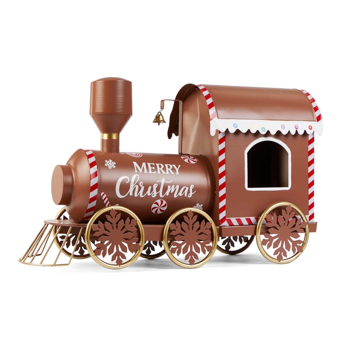 Winter Charm Gingerbread Metal Ornament Train