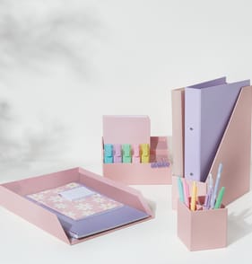 Stationery Store Desk Organiser Set - Pink
