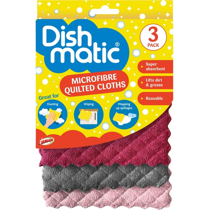Dishmatic Microfibre Quilted Cloths 3 Pack