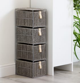 Home Collections 4 Drawer Paper Rope Unit - Grey