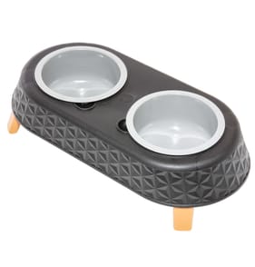 Starplast Pet Elevated Twin Feeder - Black