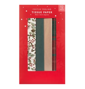Festive Feeling Tissue Paper 12 Pack - Traditional