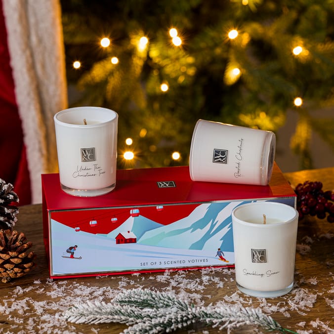  Apres Ski 3 Piece Votive Set - Sparkling Snow/Roasted Chestnuts/Christmas Tree