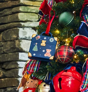 The Lifestyle Edit Timeless Christmas Suitcase Decoration - Blue