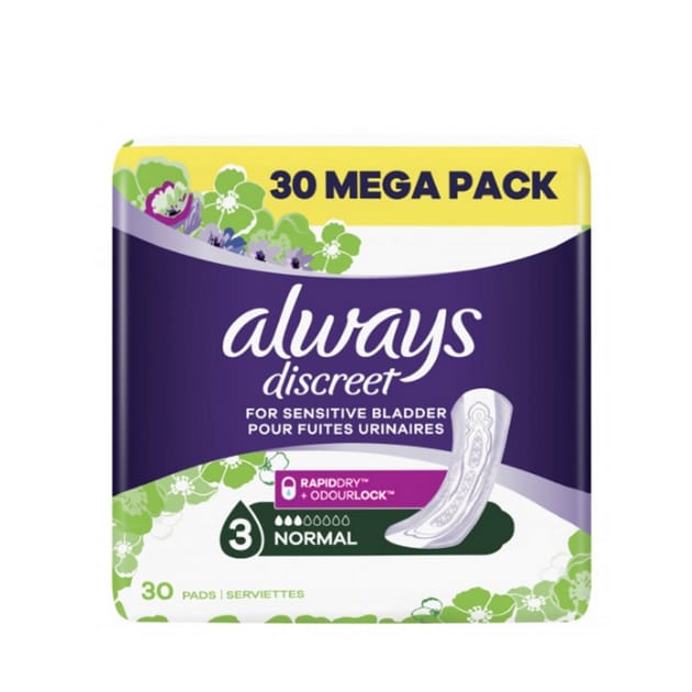 Always Discreet Normal 30 Pads Value Pack For Bladder Leak and Adult  Incontinence