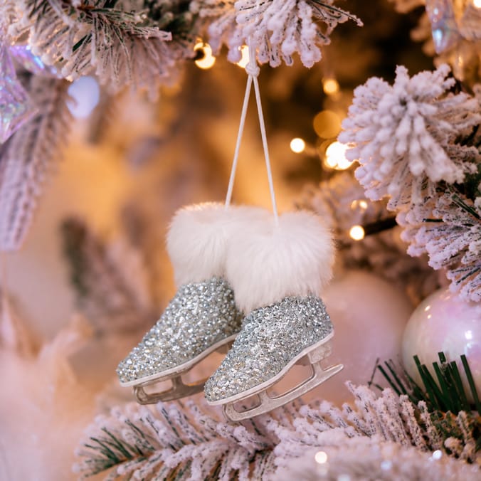 Frosted Spirit Ski Boots Hanging Decoration - Glitter