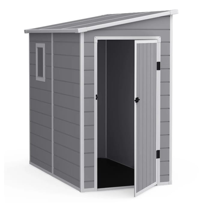 StoreMore Lotus Veritas Lean To Plastic Shed With Floor 6x4ft - Light Grey