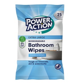Power Action XL Bathroom Wipes 25s  x2