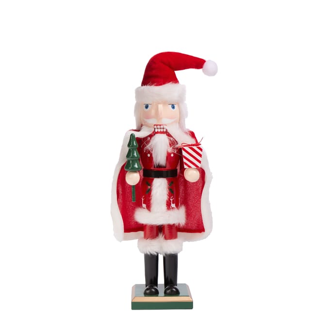 Sleigh Bells Wooden Christmas Nutcracker 38cm - Santa