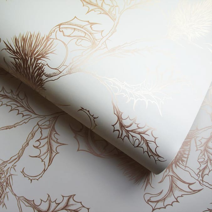 Thistle  Wallpaper 12630 - Cream/Rose Gold