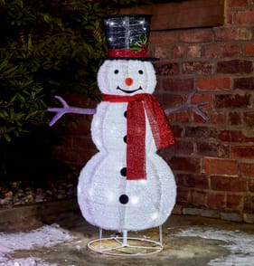 Prestige Mains Operated LED Flocked Pop-Up Snowman 100cm