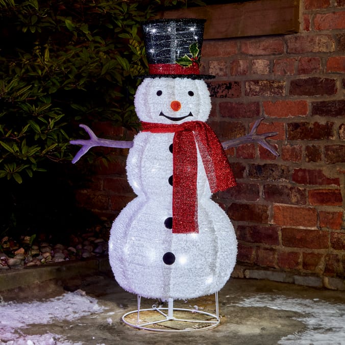 Prestige Mains Operated LED Flocked Pop-Up Snowman 100cm