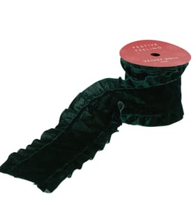 Festive Feeling Velvet Ruffle Roll Fabric - Green