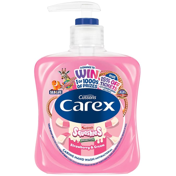 Carex Squashies Drumstick Antibacterial Hand Wash 250ml- Strawberry & Cream