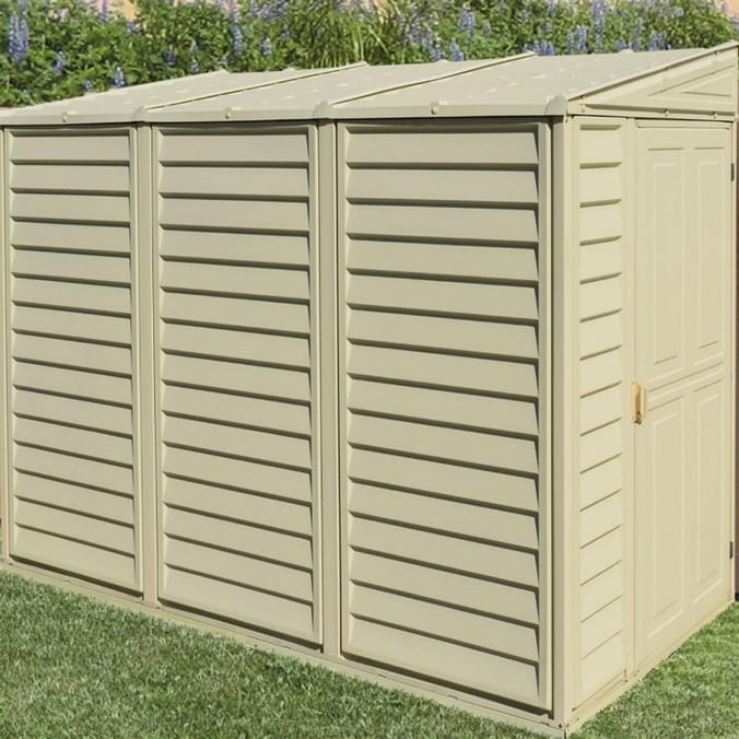 StoreMore Saffron Lean-To Vinyl Garden Shed with Foundation Kit 4x8ft