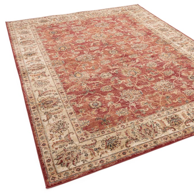 Asiatic Raja Border Runner RA06 - Red/Cream