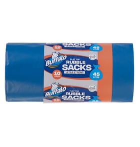 Buffalo Ultra Strong Flat Top Rubble Sacks 10 Pack - 45 Litre