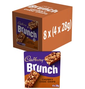 Cadbury Brunch Oats Chocolate Chip Cereal Bars 4 Pack 112g x8