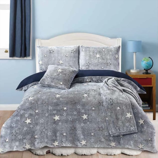 My Little Home Glow In the Dark Star Duvet Set Home Bargains